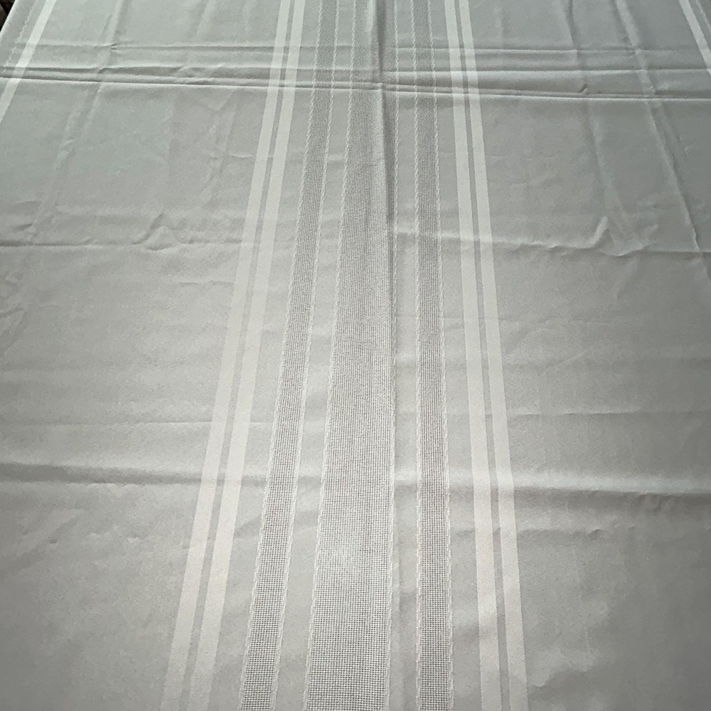 Vintage Cream Ivory Damask Stripe Tablecloth Mid-Century Rectangle 60x84 - Picture 3 of 15